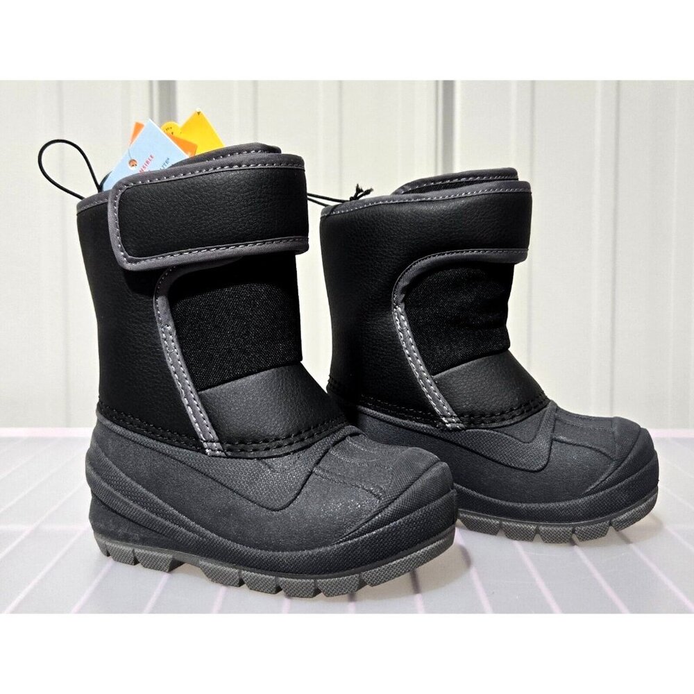 Cat & Jack Lenny 2 Tone Black Snow Boots w/ Fleece Lining -- Little Boys' Size 5